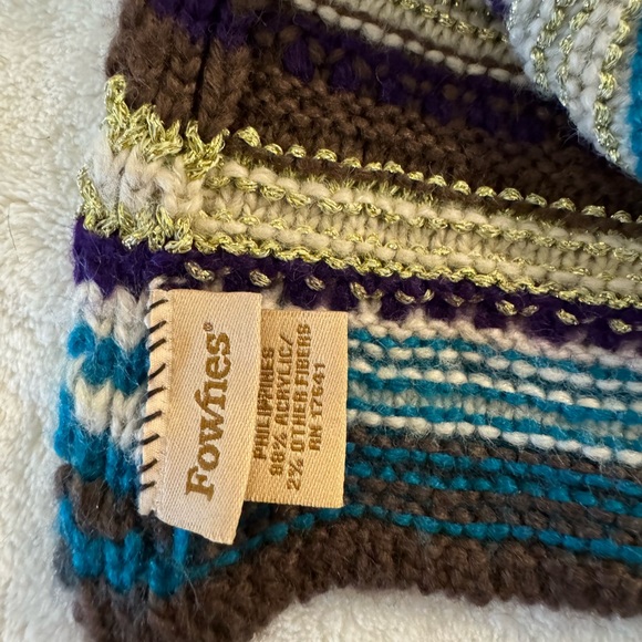 Scarf & Hat Knit -Brown With ,metallic Detail combo from Fownes - Picture 3 of 9